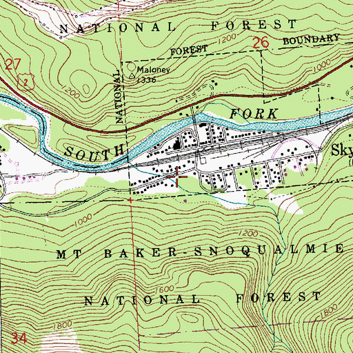 Topographic Map of King County Fire District 50 Skykomish Fire Department Station 295, WA