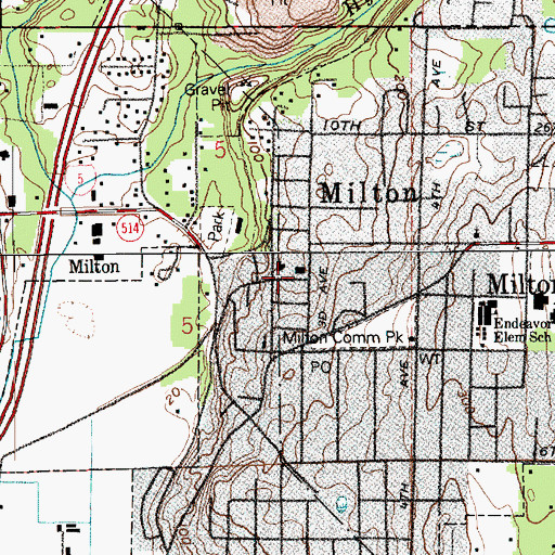 Topographic Map of East Pierce Fire and Rescue Station 124 Milton, WA