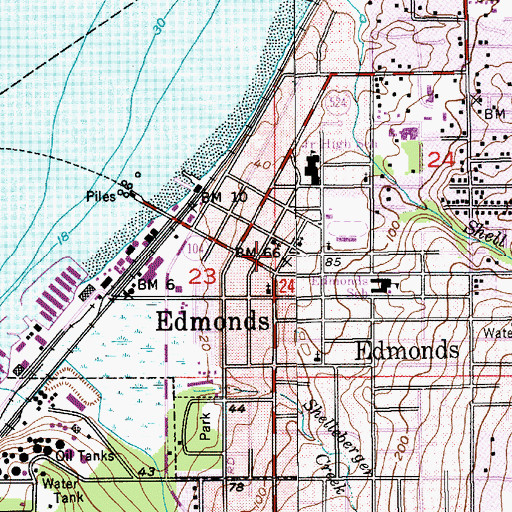 Topographic Map of City of Edmonds Fire Marshal, WA