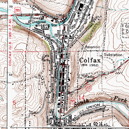 Topographic Map of City of Colfax Fire Department, WA