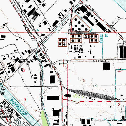 Topographic Map of Tacoma Fire Department Training Division, WA