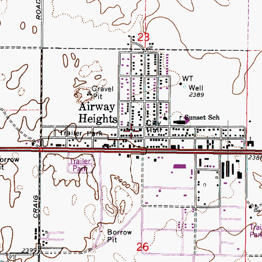 Topographic Map of Airway Heights Fire Department, WA