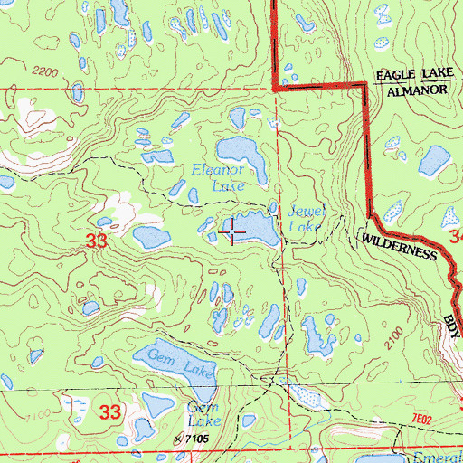 Topographic Map of Jewel Lake, CA