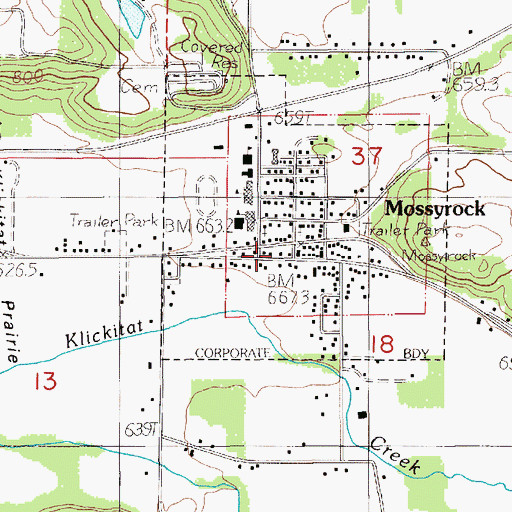 Topographic Map of Lewis County Fire District 3 Mossyrock Fire Department, WA