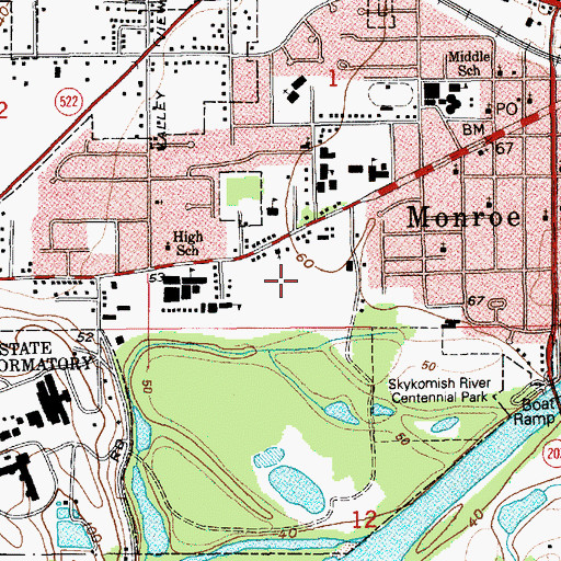 Topographic Map of Monroe Fire District 3 Station 31 Headquarters, WA