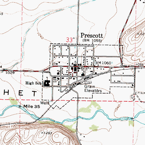 Topographic Map of Walla Walla County Fire District 7, WA