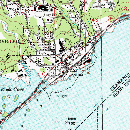Topographic Map of Stevenson City Fire Department - Skamania County Fire District 2, WA