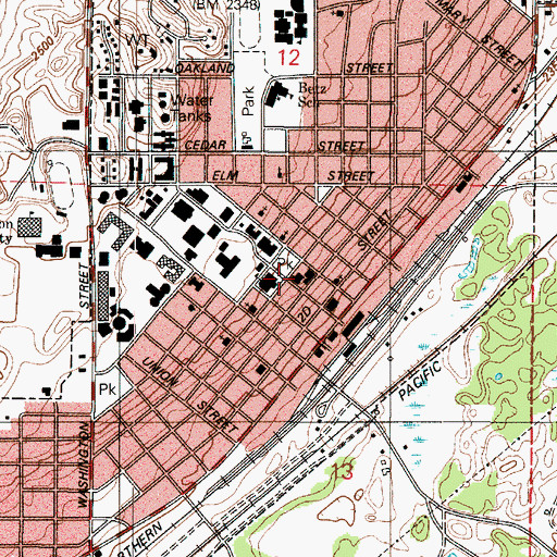 Topographic Map of Cheney Fire Department, WA