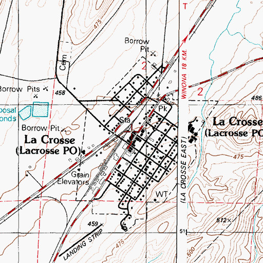 Topographic Map of Lacrosse City Fire Department, WA
