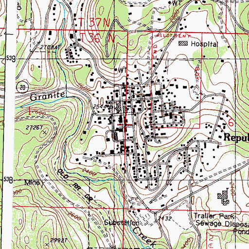 Topographic Map of Ferry County Fire District 13, WA