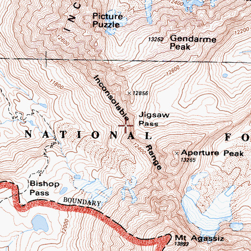 Topographic Map of Jigsaw Pass, CA