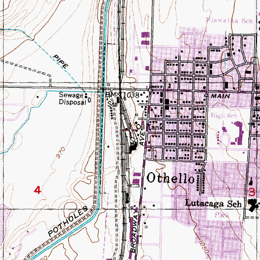 Topographic Map of City of Othello Fire Station, WA
