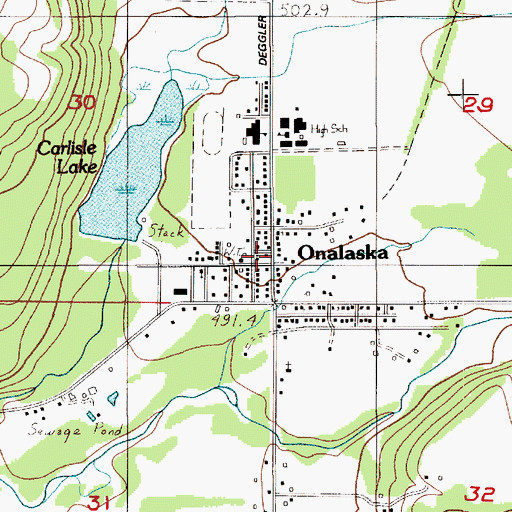 Topographic Map of Lewis County Fire District 1 Station 1 - 1, WA