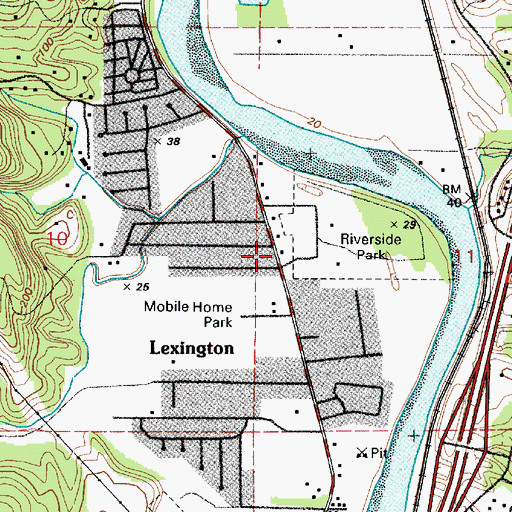 Topographic Map of Cowlitz 2 Fire and Rescue Station 25 Lexington, WA