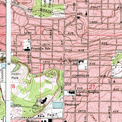 Topographic Map of Spokane Fire Department Station 14, WA