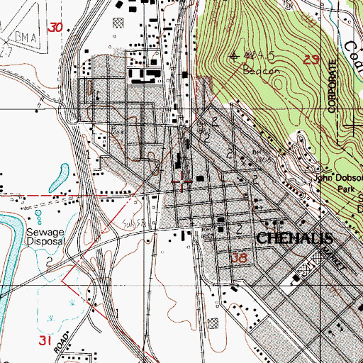 Topographic Map of Chehalis Fire Department, WA
