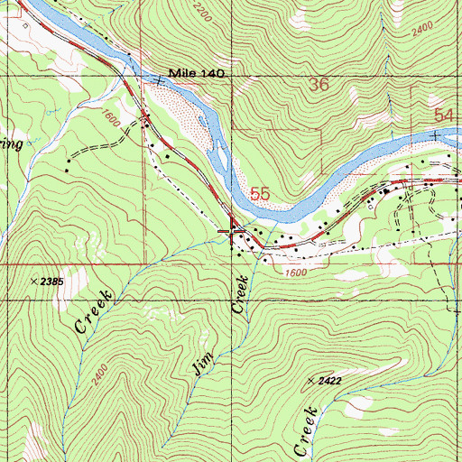 Topographic Map of Mitchell Creek, CA