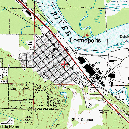 Topographic Map of Cosmopolis City Fire Department, WA