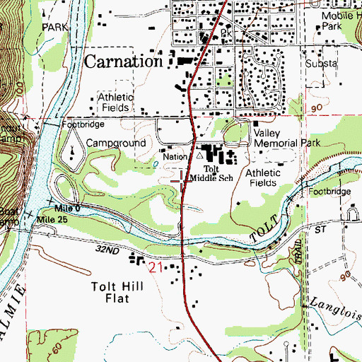 Topographic Map of Eastside Fire and Rescue Battalion 4 Station 85 Carnation, WA