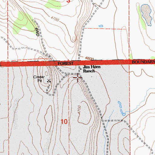 Topographic Map of Jim Horn Ranch, CA