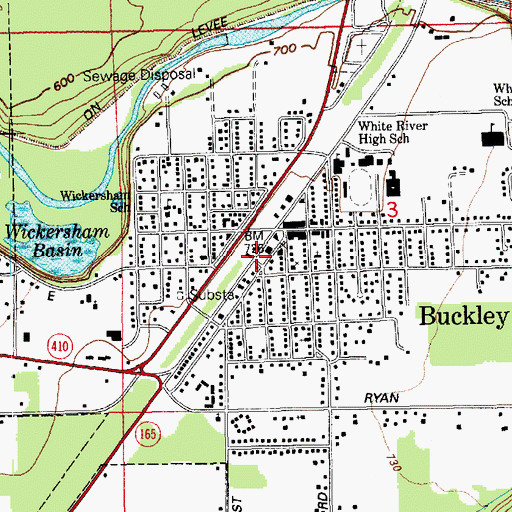 Topographic Map of City of Buckley Fire Department, WA