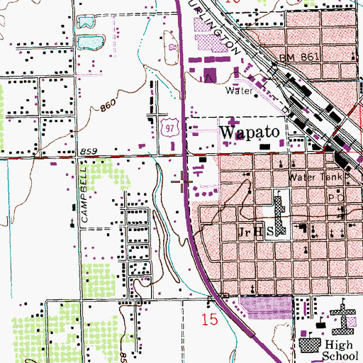 Topographic Map of Yakima County Fire District 5 Station 6 Wapato, WA