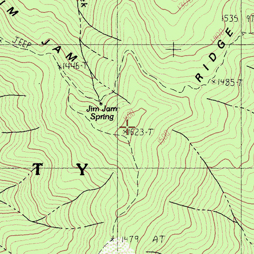 Topographic Map of Jim Jam Ridge, CA