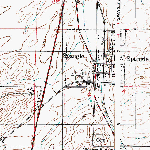 Topographic Map of Spokane County Fire District 3 Station 36 Spangle, WA