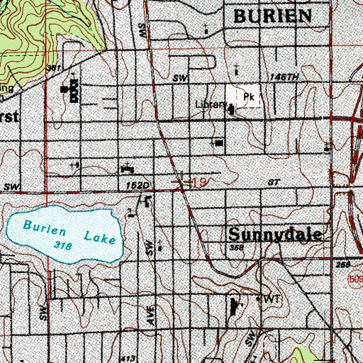 Topographic Map of King County Fire Protection District 2 Station 28 Headquarters, WA