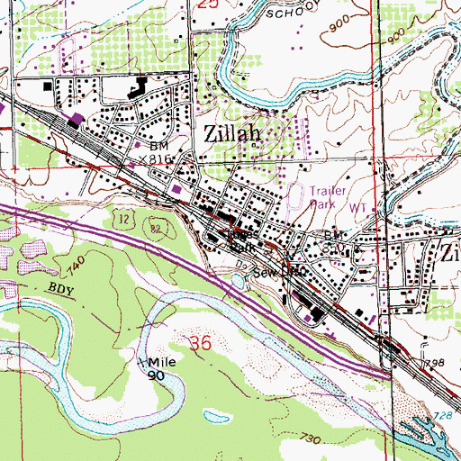 Topographic Map of Zillah Fire Department, WA