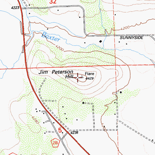 Topographic Map of Jim Peterson Hill, CA