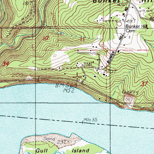 Topographic Map of Cowlitz 2 Fire and Rescue Station 26 Bunker Hill, WA