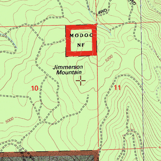 Topographic Map of Jimmerson Mountain, CA