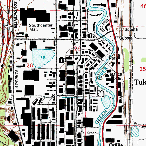 Topographic Map of Tukwila Fire Department Station 51 Headquarters, WA