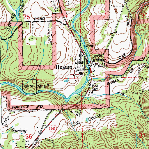 Topographic Map of Klickitat County Fire Protection District 3 Husum, WA