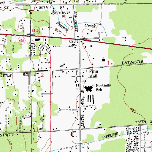 Topographic Map of Pierce County Fire Protection District 12, WA