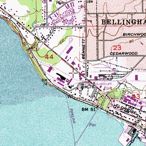 Topographic Map of Whatcom County Fire District 8 Administration Office, WA