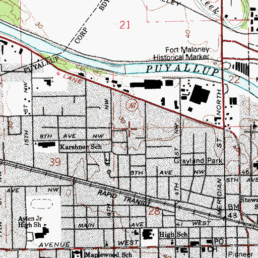 Topographic Map of Pierce County Fire District 6 Central Pierce Fire and Rescue Station 71 Puyallup Station 1, WA
