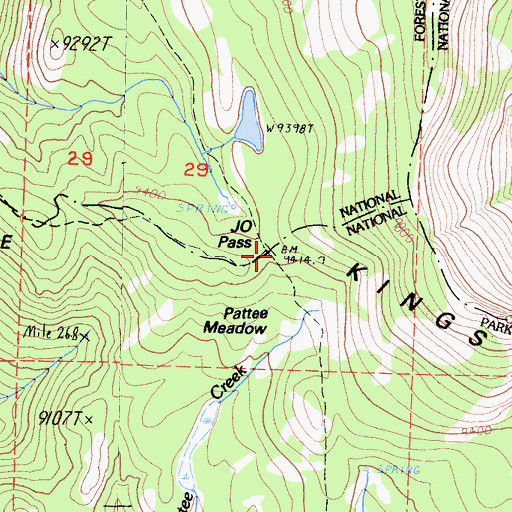 Topographic Map of J.O. Pass, CA
