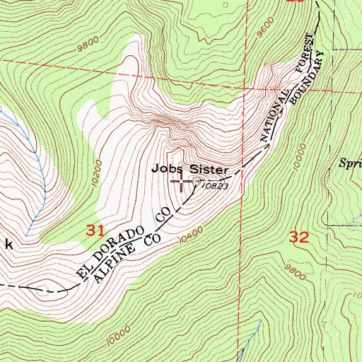 Topographic Map of Jobs Sister, CA