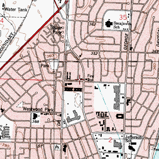 Topographic Map of Richland Fire and Emergency Services Station 72, WA