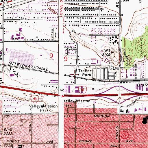Topographic Map of Spokane Valley Fire Department Station 8 Pinecroft, WA