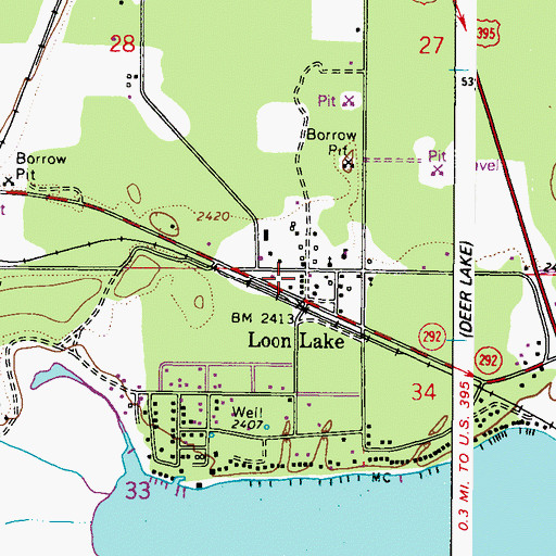 Topographic Map of Stevens County Fire District 1 Station 2 Loon Lake, WA
