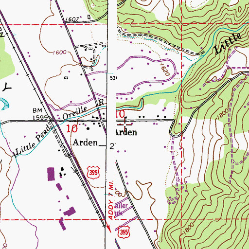 Topographic Map of Stevens County Fire District 7 Station 73, WA