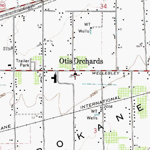 Topographic Map of Spokane Valley Fire Department Station 4 Otis Orchards, WA