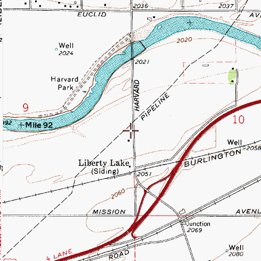 Topographic Map of Spokane Valley Fire Department Station 3 Liberty Lake, WA