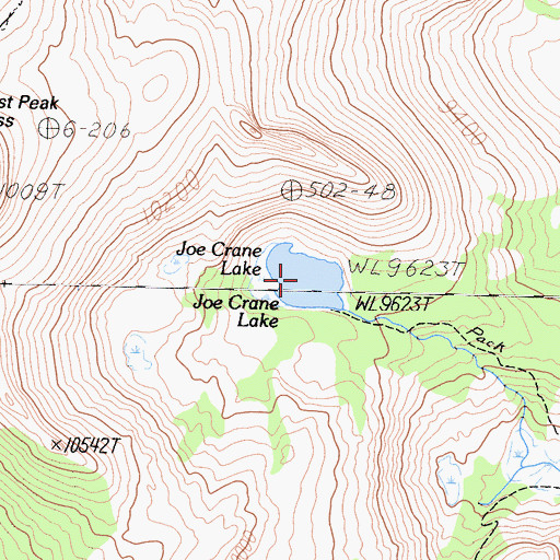 Topographic Map of Joe Crane Lake, CA