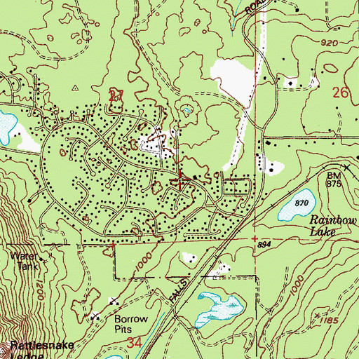 Topographic Map of Eastside Fire and Rescue Battalion 5 Station 88 - Wilderness Rim, WA