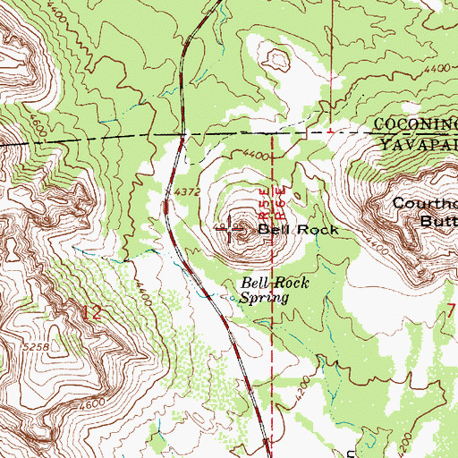 Topographic Map of Bell Rock, AZ