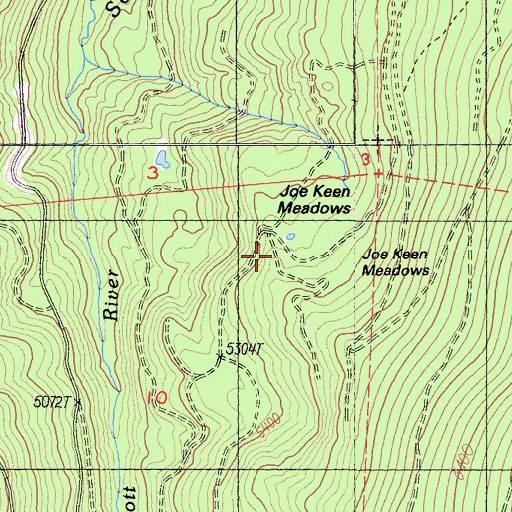 Topographic Map of Joe Keen Meadows, CA